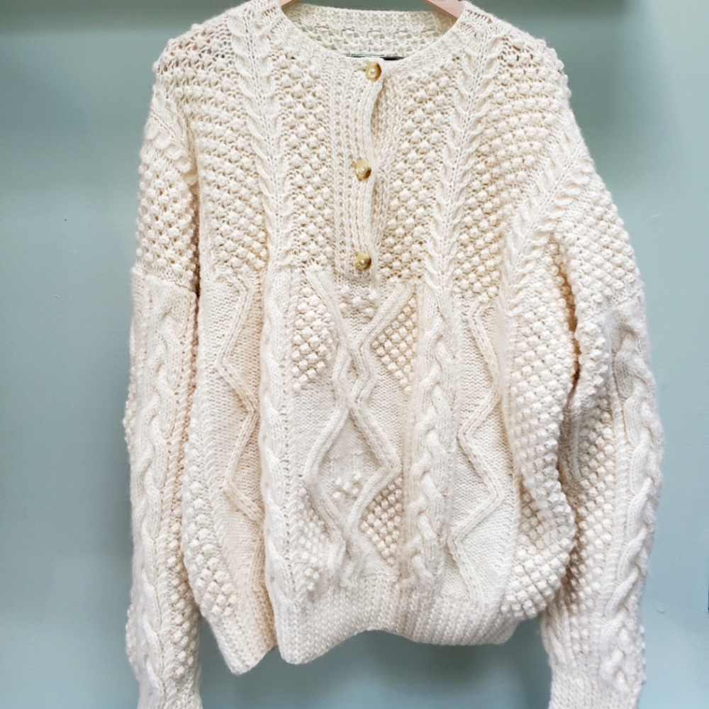 Irish wool cream sweater women's large